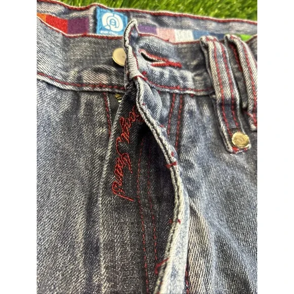 VTG Coogi Jeans Mens 36x33 Blue Y2K Hip Hop Baggy Embroidered Colorful Tag 34x32